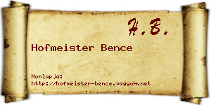 Hofmeister Bence névjegykártya
